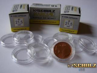 Plastové kapsle s RANTLEM na mince 21,5 mm (vnější 27,5 mm)