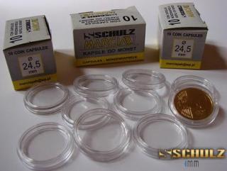 Plastové kapsle s RANTLEM na mince 24,5 mm (vnější 30,5 mm)