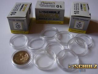 Plastové kapsle s RANTLEM na mince 26 mm (vnější 32 mm)