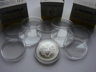 Plastové kapsle s RANTLEM na mince 41 mm (vnější 47 mm)