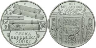 200 kč 2011 500. výročí nar. Jiřího Melantrich z Aventina PROOF